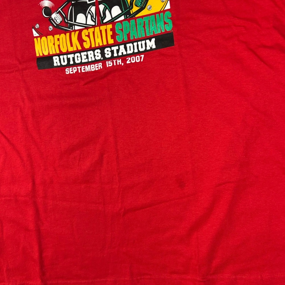 Champion Rutgers vs Norfolk State Gameday 2007 Signed T-Shirt Red XXL Mens - Picture 6 of 8